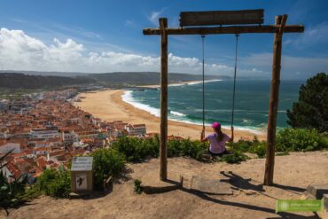 Portugalia; okolice Lizbony; okolice Porto; atrakcje Portugalii; Nazare; Nazare huśtawka; Nazare huśtawka panoramiczna;